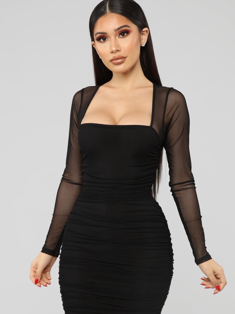 Fashion Nova Black Ruched Mini Skirt